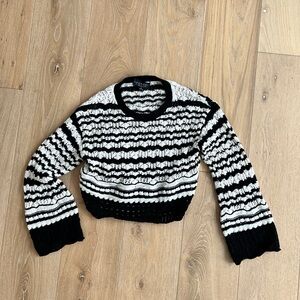 Laundry By Shelli Segal Black and White Patterned Sweater